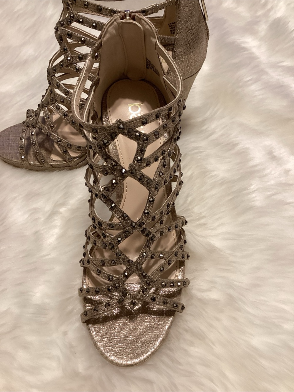 Bar III Embellished Strappy High Heel Sandal - Gold